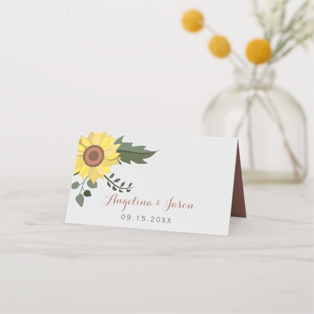 Sunflower Wedding Place Card (Back)