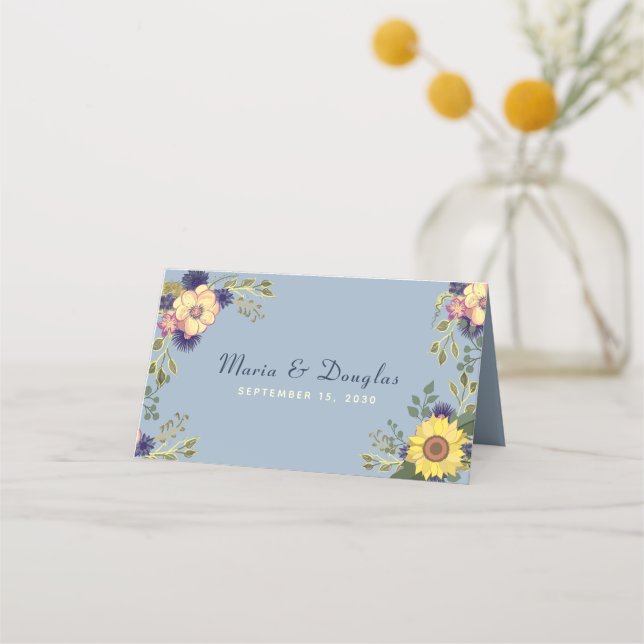 Sunflower Wedding Place Card (Back)