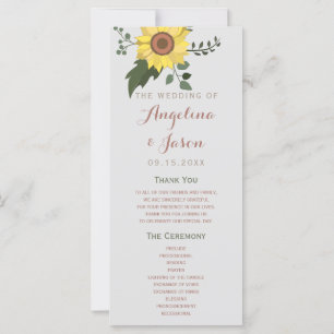 Sunflower Wedding Program