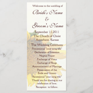 Sunflower Wedding Program 2 Programme