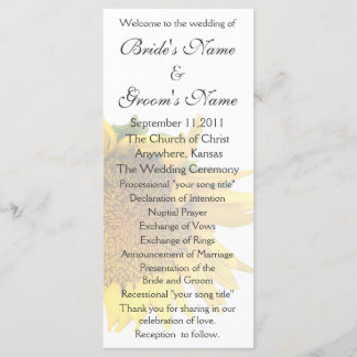 Sunflower Wedding Program 3 Programme