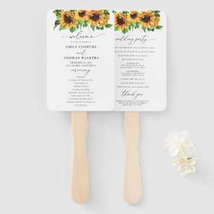 Sunflower Wedding Program Hand Fan
