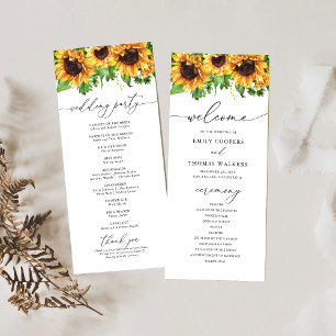 Sunflower Wedding Program Programme