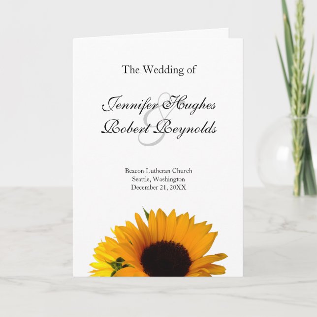 Sunflower Wedding Program Programme (Front)