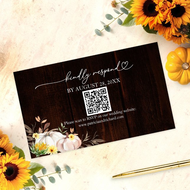 Sunflower Wedding QR Online RSVP Card (Creator Uploaded)