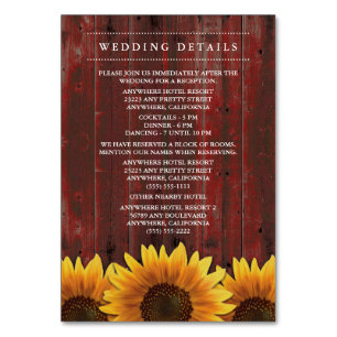 Sunflower Wedding Reception + Accommodation Cards