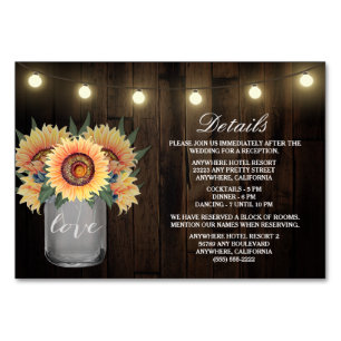 Sunflower Wedding Reception Accommodation Cards