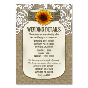 Sunflower Wedding Reception Accommodation Cards