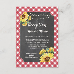 Sunflower Wedding Reception Flowers Red White Enclosure Card