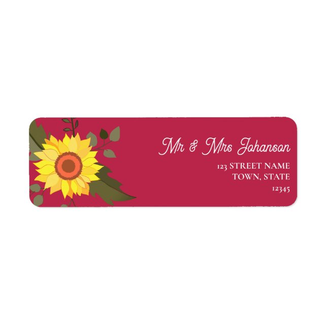 Sunflower Wedding Return Address (Front)