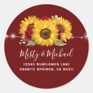 Sunflower Wedding Return Address Envelope Seals