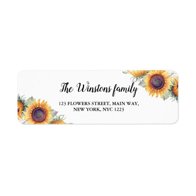 Sunflower Wedding Return Address Personalised (Front)
