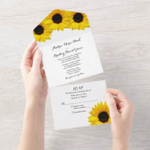 Sunflower Wedding RSVP All In One Invitation