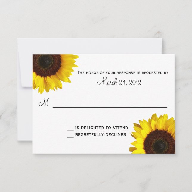 Sunflower Wedding RSVP Card (Front)