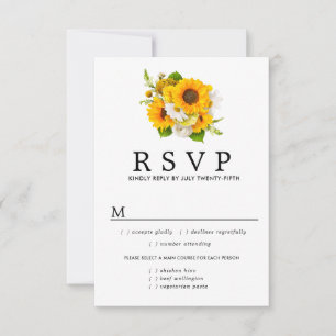 Sunflower Wedding RSVP Card, Meal Options