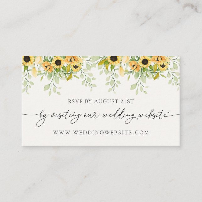 Sunflower Wedding RSVP Online Card (Front)