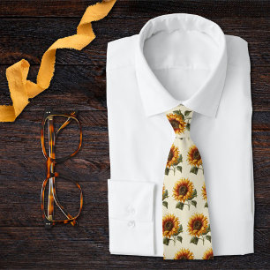 Sunflower Wedding Rustic with Cream Background Tie