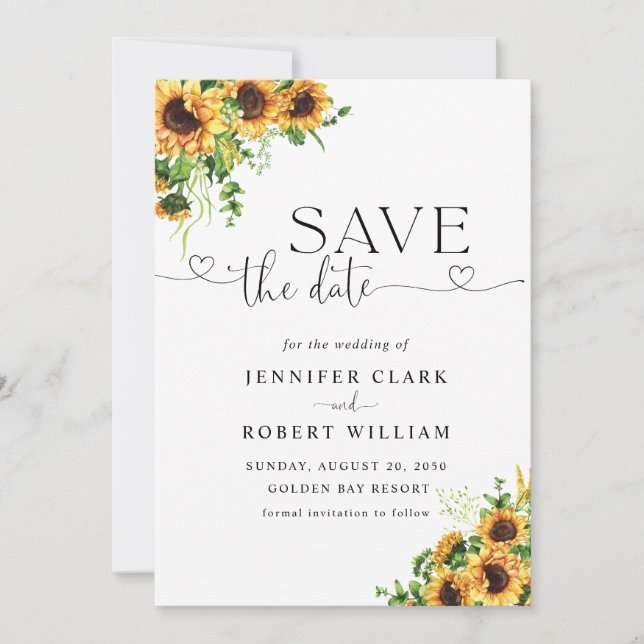 Sunflower Wedding Save The Date (Front)