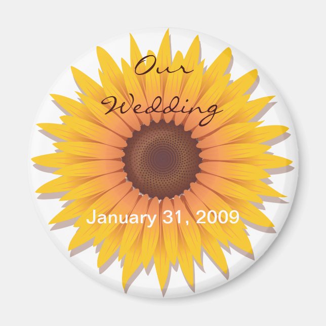Sunflower Wedding Save The Date Announcement 2 Magnet (Front)