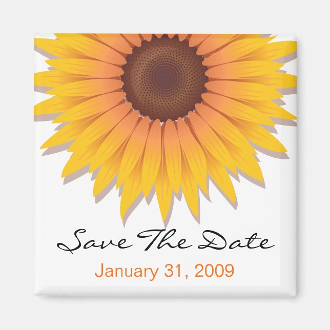 Sunflower Wedding Save The Date Announcement Magnet (Front)
