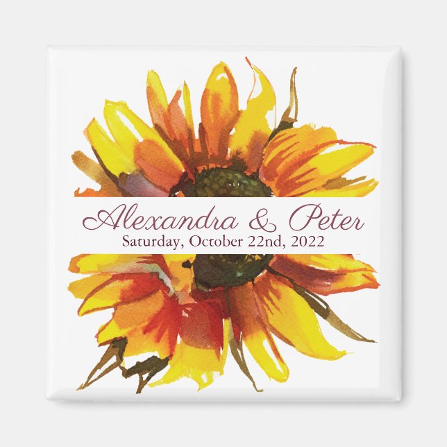 Sunflower Wedding Save the Date Magnet (Front)