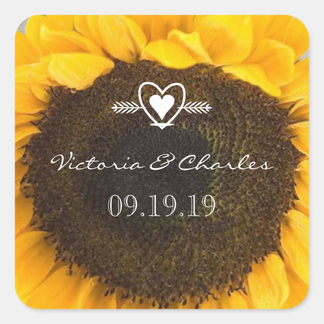 Sunflower Wedding Save the Date Stickers (Front)