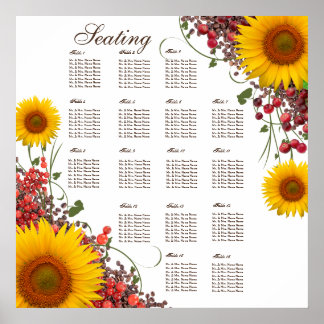 Sunflower Wedding Seating Chart | 35 X 35in. Size