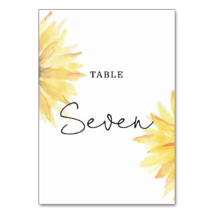 Sunflower wedding Seven table number