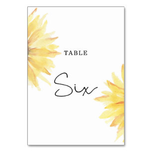 Sunflower wedding Six table number