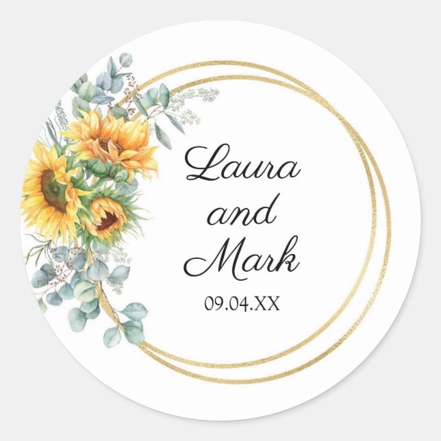 Sunflower Wedding Sticker (Front)