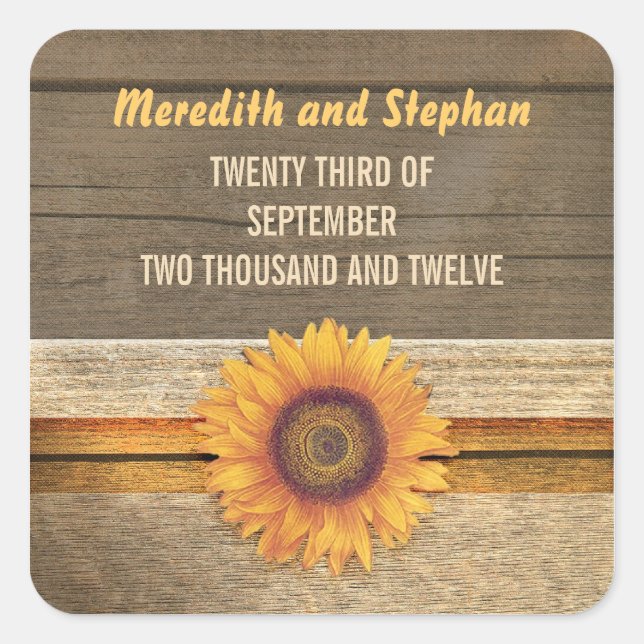 sunflower wedding stickers (Front)