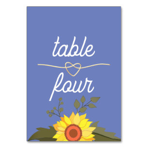 Sunflower Wedding Table Number