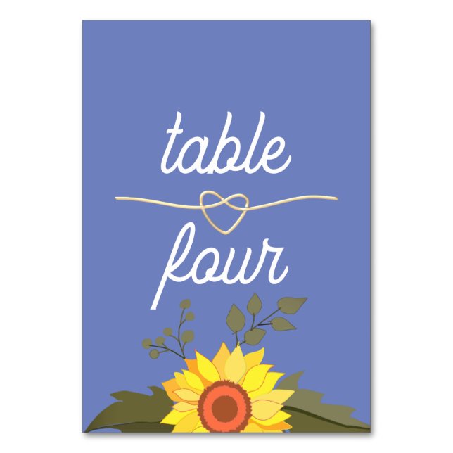 Sunflower Wedding Table Number (Front)