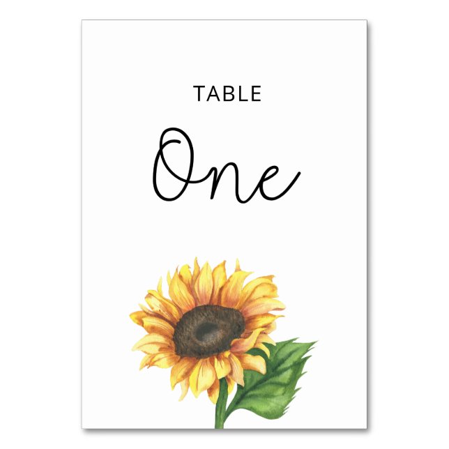 Sunflower wedding table number (Front)