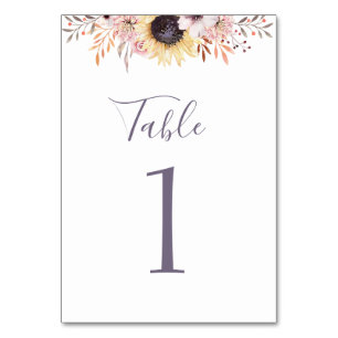 Sunflower. Wedding Table Number