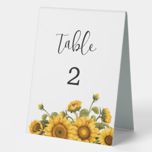 Sunflower wedding table number
