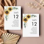 Sunflower Wedding Table Number 12 Seating Chart<br><div class="desc">Plan your wedding reception with precision, from save the date, to day of the wedding events like the reception and seating arrangements with these botanical eucalyptus leaves table number seating chart cards. Simple plug in the names of the guests and the table numbers. This way, the wedding party will arrive...</div>