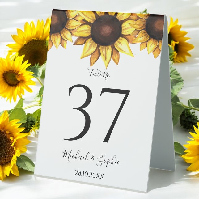 Sunflower Wedding Table Number Yellow White (Creator Uploaded)
