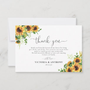Sunflower Wedding Thank You Card
