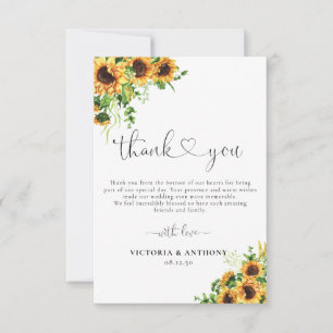 Sunflower Wedding Thank You Card