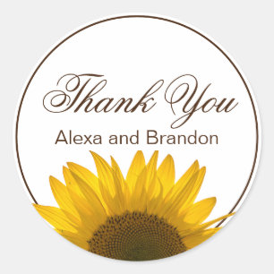 Sunflower Wedding Thank You Classic Round Sticker
