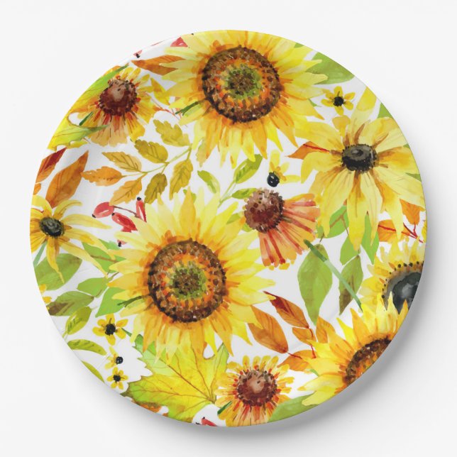Sunflower Wedding Thanksgiving Dinner Plates (Front)