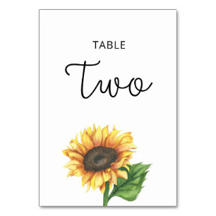 Sunflower wedding Two table number