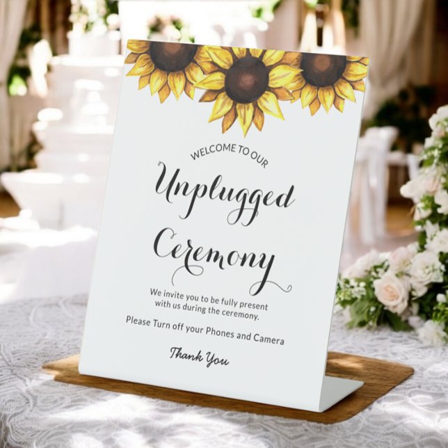 Sunflower Wedding Unplugged Ceremony  Pedestal Sign (Creator Uploaded)