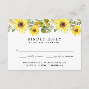 Sunflower wedding watercolors RSVP Enclosure Card