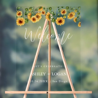 Sunflower Wedding Welcome acrylic Sign