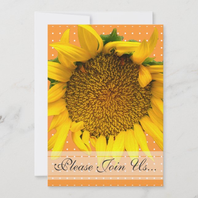 Sunflower Wedding with dots Invitation (Front)