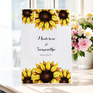 Sunflower Wedding Yellow White Medium Gift Bag