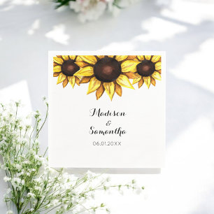 Sunflower Wedding Yellow White Napkin