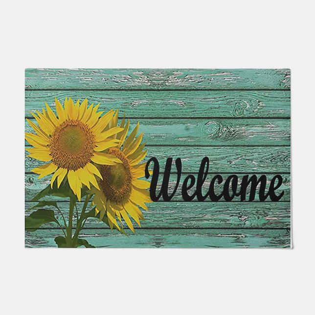 Sunflower welcome mat, spring doormat (Front)